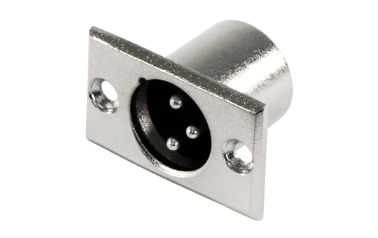 XLR-Einbaustecker, silber Metall, 3-polig
