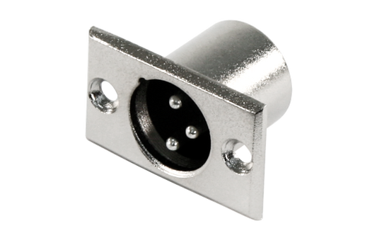 XLR-Einbaustecker, silber Metall, 3-polig