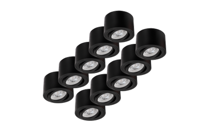 LED-Aufbauleuchte McShine, 5W, 400Lumen, 3000K, ØxH 80x50mm, schwarz, 10er-Pack
