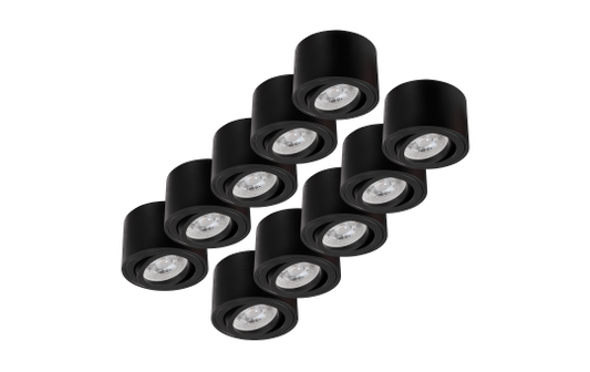 LED-Aufbauleuchte McShine, 5W, 400Lumen, 3000K, ØxH 80x50mm, schwarz, 10er-Pack
