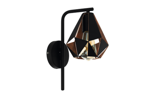 Wandleuchte EGLO ''Carlton 4'', E27, Stahl, schwarz/kupferantik