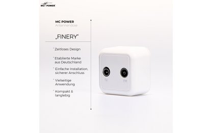 Antennendose McPower ''Finery'' für TV, Radio und Sat, AP, weiß