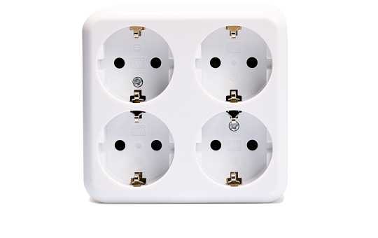 Schutzkontakt-Steckdose 4-fach McPower ''Finery'', 250V/16A,AP,Einsteckschutz,weiß