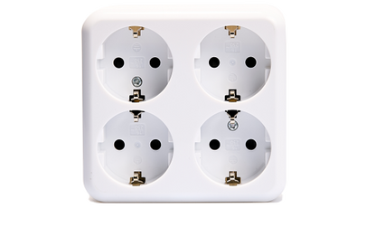 Schutzkontakt-Steckdose 4-fach McPower ''Finery'', 250V/16A,AP,Einsteckschutz,weiß