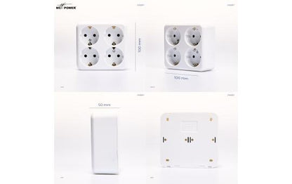 Schutzkontakt-Steckdose 4-fach McPower ''Finery'', 250V/16A,AP,Einsteckschutz,weiß