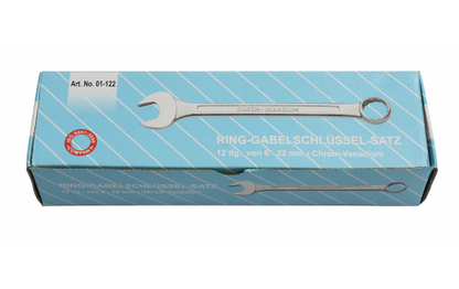 Ring-Gabelschlüsselsatz 12-teilig, 6-22mm, Cr-V, verchromt, DIN3113