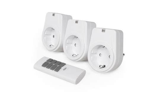 Funksteckdosen-Set McPower ''Comfort'' 3 Steckdosen + 1 Fernbedienung
