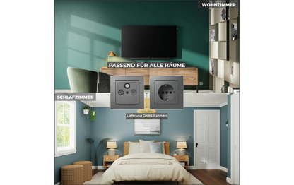 Antennendose McPower ''Flair'' für TV, Radio und Sat, UP, anthrazit