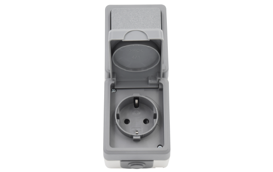 Feuchtraum Kombi-Dose McPower ''Secure'' 250V~, Schalter+Steckdose, IP44, AP, grau