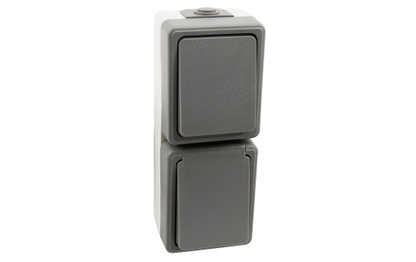Feuchtraum Kombi-Dose McPower ''Secure'' 250V~, Schalter+Steckdose, IP44, AP, grau