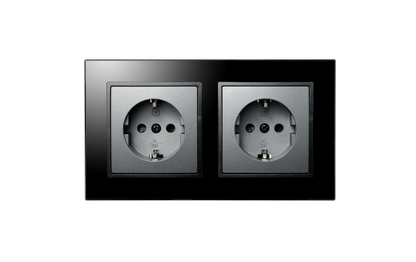 Steckdosen Set McPower Flair ''Beginner 2S-Style Profi'' anthrazit, Glasrahmen, Steckanschluss