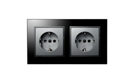 Steckdosen Set McPower Flair ''Beginner 2S-Style Profi'' anthrazit, Glasrahmen, Steckanschluss