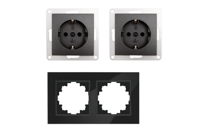 Steckdosen Set McPower Flair ''Beginner 2S-Style Profi'' anthrazit, Glasrahmen, Steckanschluss
