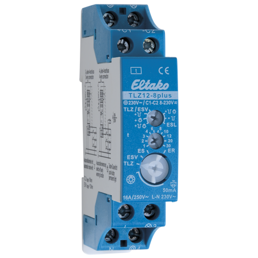 Treppenlicht-Zeitschalter Eltako TLZ12-8plus, 1 Schließer, 16A/250V AC, blau