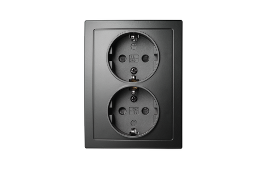Schutzkontakt-Steckdose McPower ''Flair'' 2-fach, 250V~/16A, matt schwarz