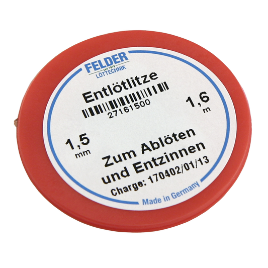 Entlötlitze FELDER, 1,50mm, mit halogenfreiem Flussmittel getränkte Kupferlitze, 1,60m Spule
