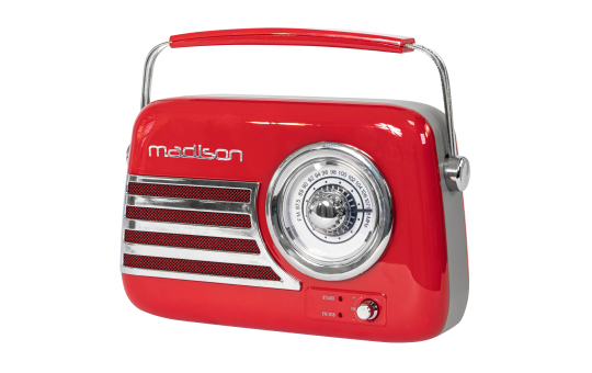 Tragbares Nostalgie Radio ''FREESOUND-VR40R'' mit Bluetooth, USB & FM 30W, rot
