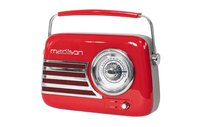 Tragbares Nostalgie Radio ''FREESOUND-VR40R'' mit Bluetooth, USB & FM 30W, rot