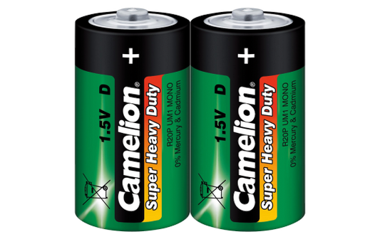 Mono-Batterie CAMELION Super Heavy Duty, 1,5 V, Typ D/R20, 2er Pack