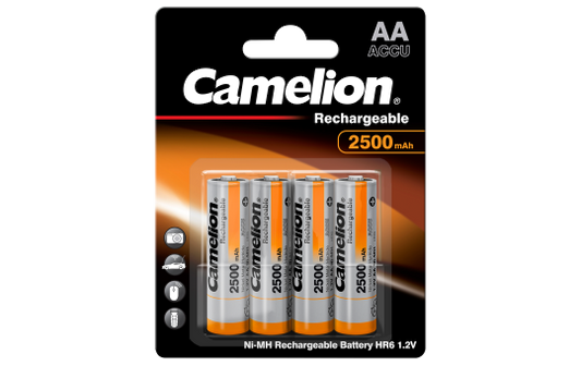 Mignon-Akku CAMELION 1,2 V, 2500 mAh, Typ AA, NiMH, 4er Blister