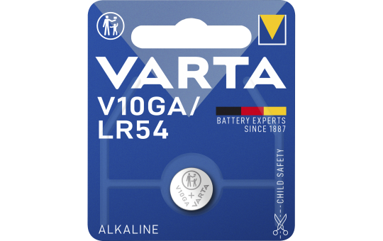 Knopfzelle VARTA ''Electronics'',  LR54, V10GA, 1,5V, Alkaline, 1er-Blister