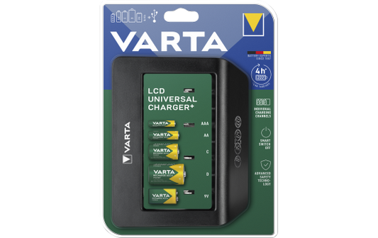 Universal-Ladegerät VARTA, Akku NiMH, LCD Charger, für AA/ AAA/ C/ D/ 9V