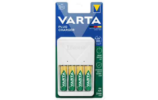 Universal-Ladegerät VARTA, inkl. 4x Mignon Akku Typ AA, NiMH Akku, 2100mAh