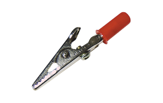 Krokodilklemme McPower, 55mm, rot, 1 Griff isoliert