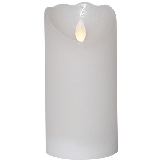 LED Echtwachs-Kerze ''Glow'', weiß,7.5x15cm, Timer, batteriebetrieben, flackernd