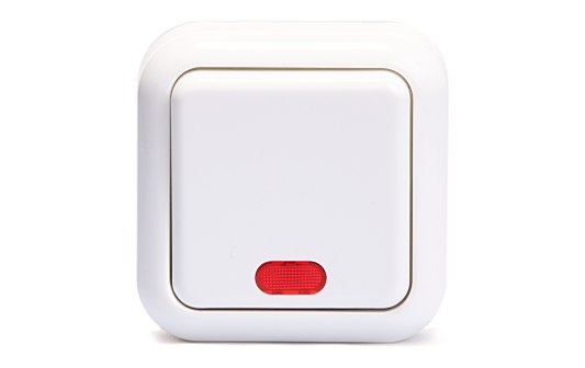 Schalter McPower ''Finery'', 250V/10A, AP, weiß, mit Kontrollleuchte