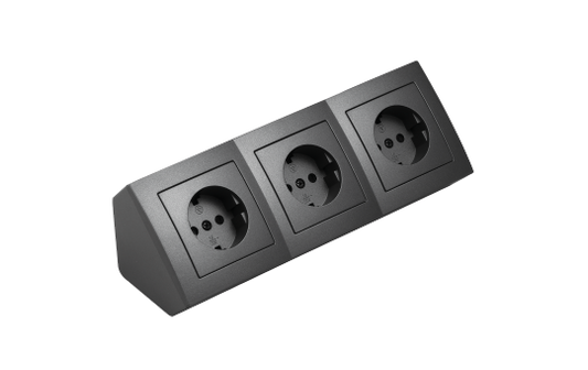 Steckdosenblock McPower ''Flair'' 250V~/16A, Aufbau, Anthrazit, 3-fach Steckdose