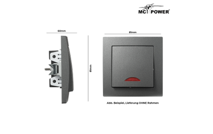 Schalter McPower ''Flair'', 250V~/10A, UP, anthrazit mit Orientierungsleuchte