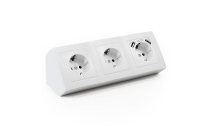 Steckdosenblock McPower ''Flair'' Aufbau, weiß, 3-fach Schutzkontakt + USB