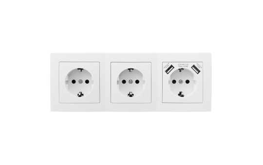 Steckdosenblock McPower ''Flair'' Aufbau, weiß, 3-fach Schutzkontakt + USB