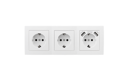 Steckdosenblock McPower ''Flair'' Aufbau, weiß, 3-fach Schutzkontakt + USB