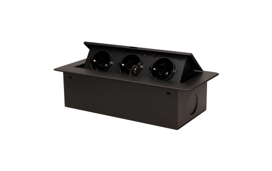 Tisch-Einbausteckdose, 3fach, schwarz, 2500W