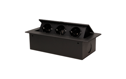 Tisch-Einbausteckdose, 3fach, schwarz, 2500W