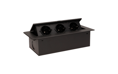 Tisch-Einbausteckdose, 3fach, schwarz, 2500W