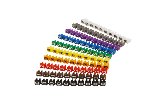 Kabelmarker-Clips McPower, bedruckt mit Ziffern 0-9, Kabeldurchmesser bis 3mm, Kunststoff
