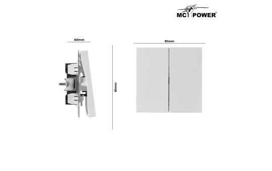 Serien-Schalter McPower ''Shallow'' 2-fach, 250V~/10A, UP, Steckanschluss, weiß