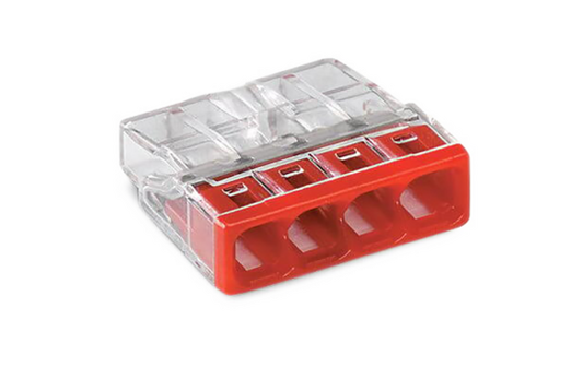 COMPACT-Verbindungsdosenklemme WAGO, eindrähtige Leiter, 4 Klemmstellen, rot