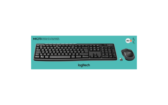 Tastatur/Maus-Set Logitech ''MK270'', 1000dpi, schwarz, kabellos
