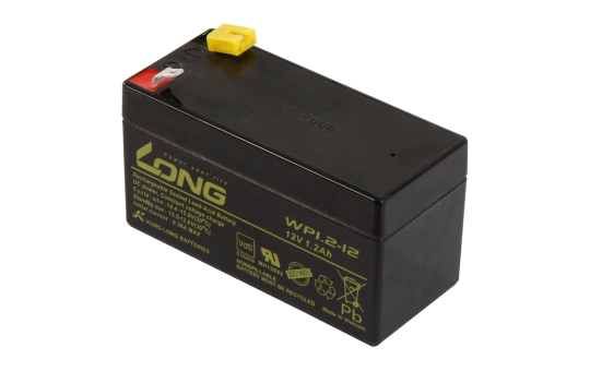 Bleiakku KUNG LONG ''WP1,2-12'' 12V/1,2Ah, VdS, 97x43x53mm, 0,6kg