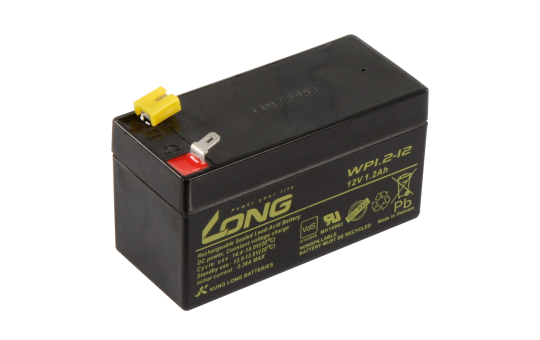 Bleiakku KUNG LONG ''WP1,2-12'' 12V/1,2Ah, VdS, 97x43x53mm, 0,6kg