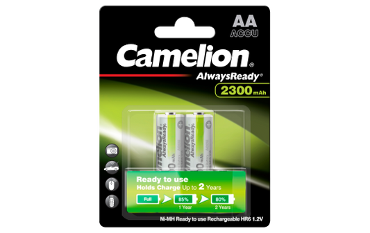 Mignon-Akku CAMELION ''AlwaysReady'' NiMH, 2300mAh, Typ AA, 2er-Blister