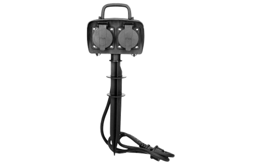Gartensteckdose, 2-fach, IP44, mit Erdpieß, 1,5m Kabel