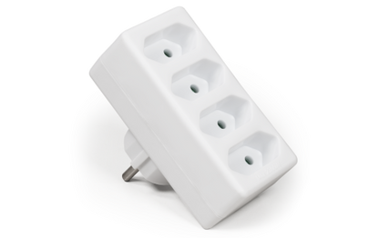 Steckdosenadapter McPower, 4x Euro, weiß
