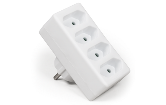 Steckdosenadapter McPower, 4x Euro, weiß