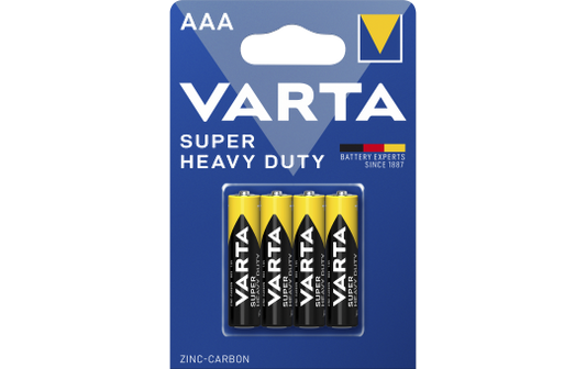 Micro-Batterie VARTA ''Super Heavy Duty'' Zink-Kohle, Typ AAA, R03, 1,5V, 4er-Pack