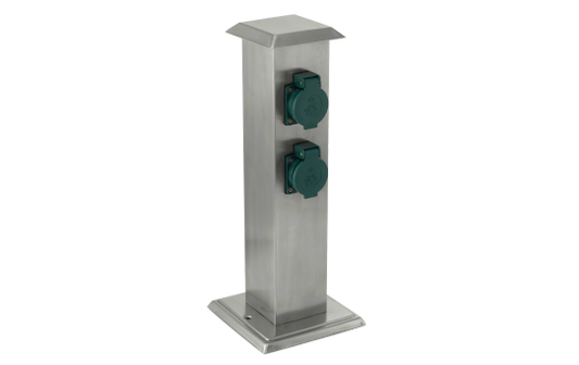 Garten-Steckdosensäule EGLO ''Park 4'', Edelstahl/Kunststoff, grün, 40x11x11cm